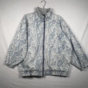 VTG 80's Denim Paisley Print Bomber Full Zip Jacket‎ by Lavon Medium
